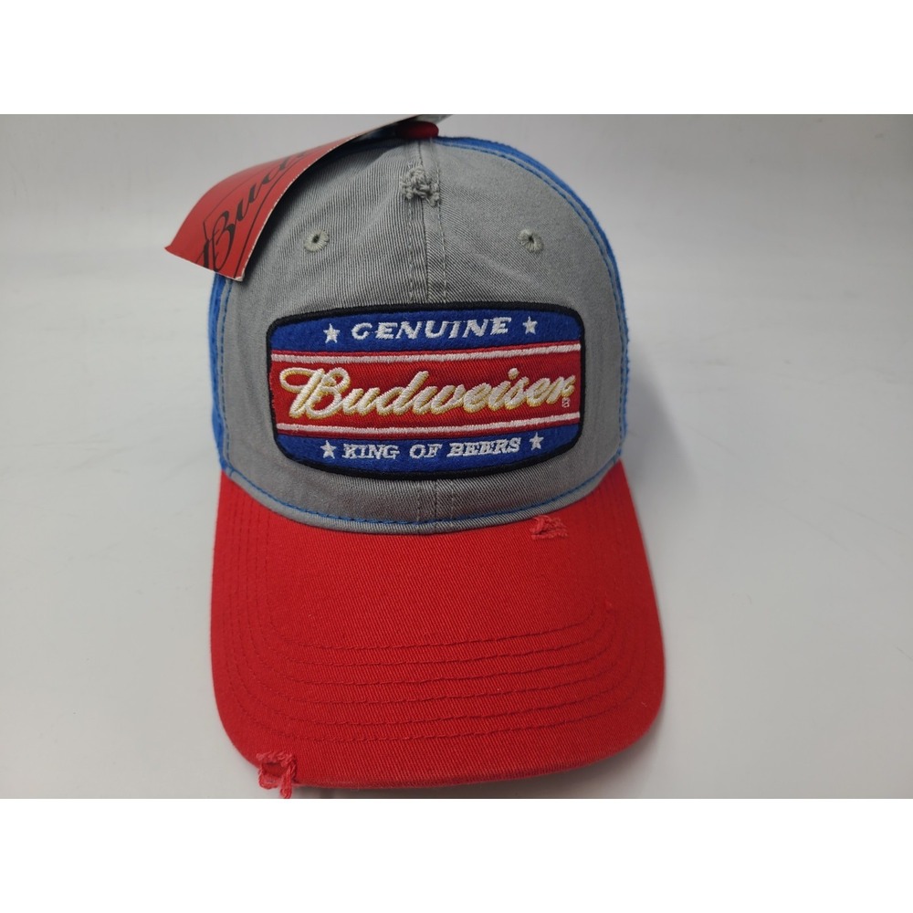 Budweiser King of Beers‎ Distressed Snapback Hat Cap Bud Men Women Gray Red Blue